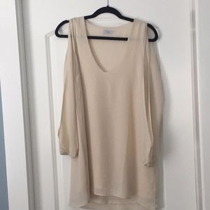 TOBI cream slit long sleeve shift dress